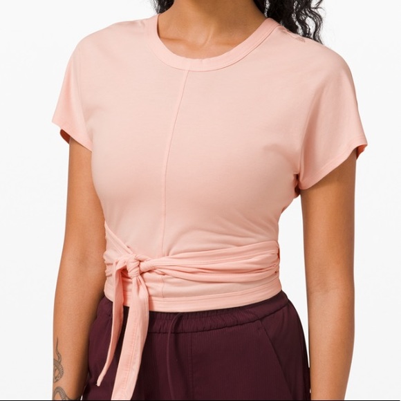 Lululemon Pink It’s a Tie Short Sleeve Top Sz 8 - Picture 4 of 7